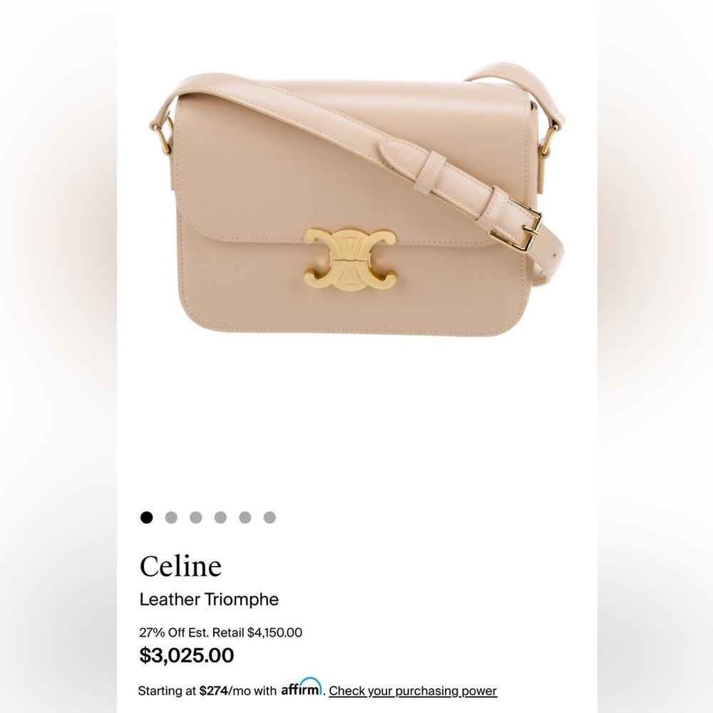 Celine Triomphe Beige Shoulder Bag Medium - Picture 8 of 14